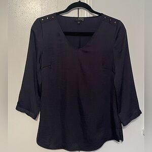 The Limited Navy Blue Blouse with Gold Buttons, Small